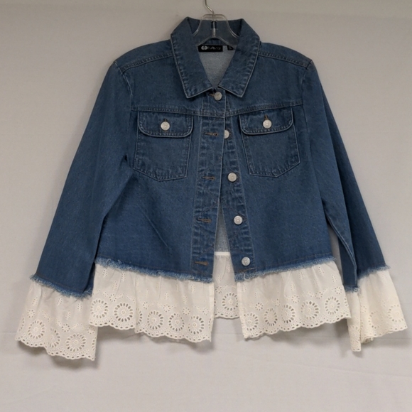 Baku Jackets & Blazers - Baku Jean Jacket With Lace hem And Cuff